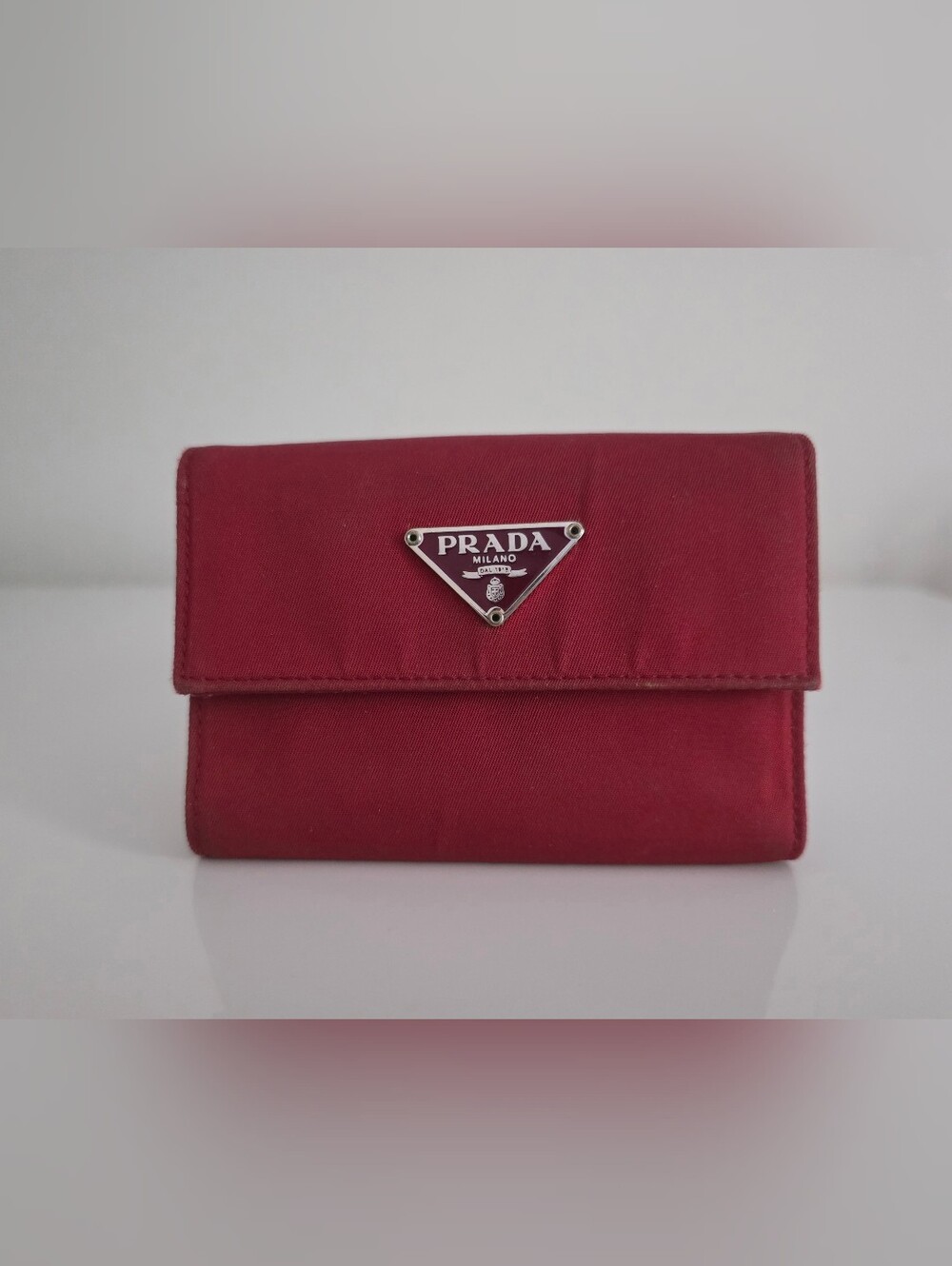 Prada Burgundy Nylon Wallet